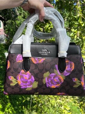 COACH Darcie Carryall in Signature Rose Print CL466 Authentic NEW!!